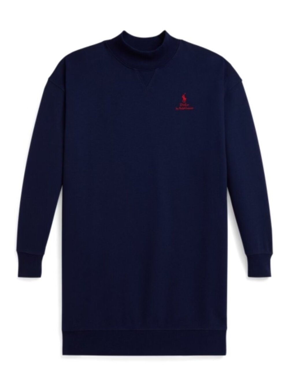Ralph Lauren Red Logo Fleece Mockneck Navy Dress New with Tags Size Large